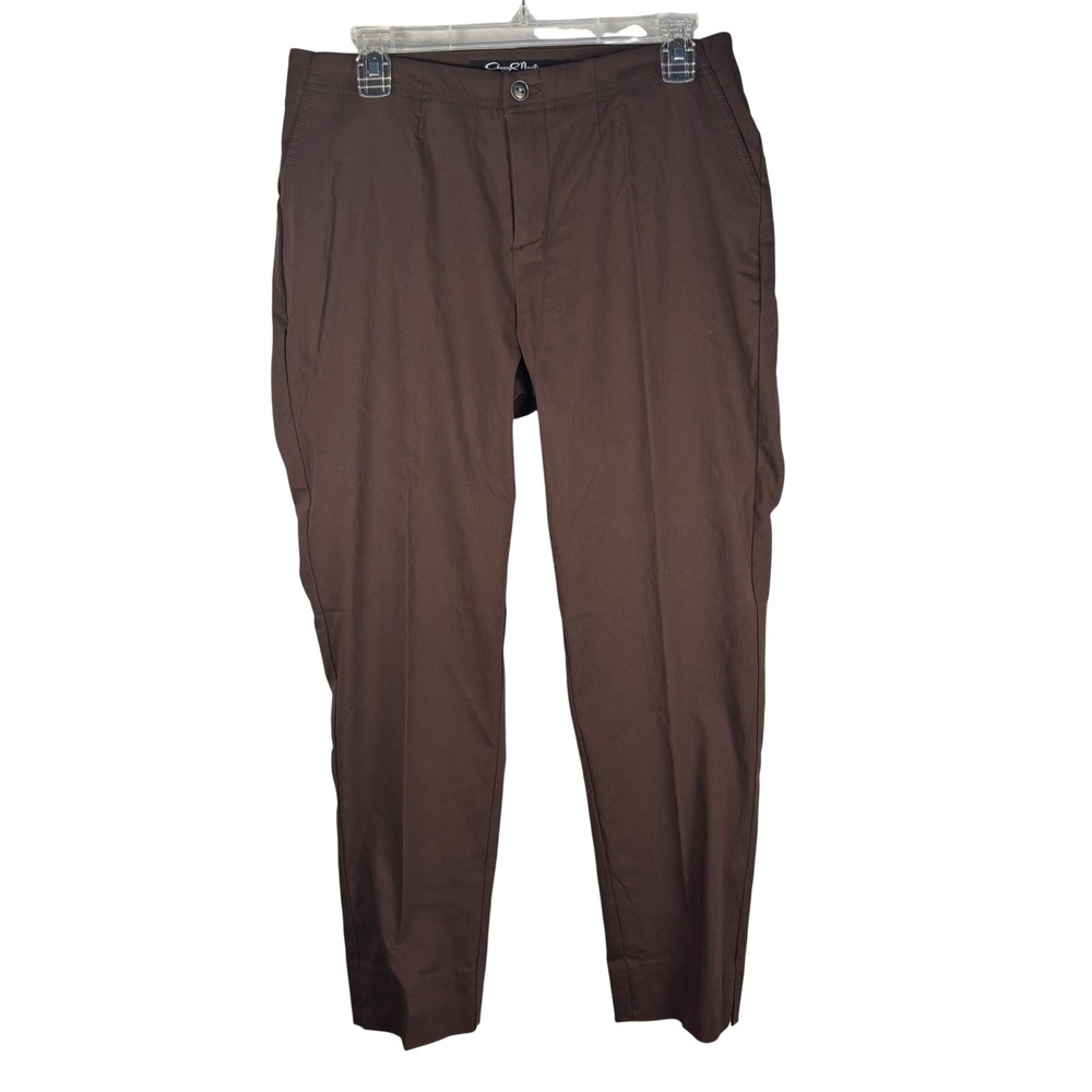 Cheryl Nash Womens Brown Stretch Ankle Pants Sz 6 Flat Front Tapered Trouser NWT